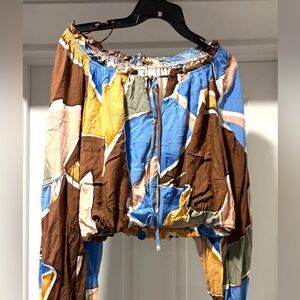 Blu Pepper Colorful Abstract Off-Shoulder Top